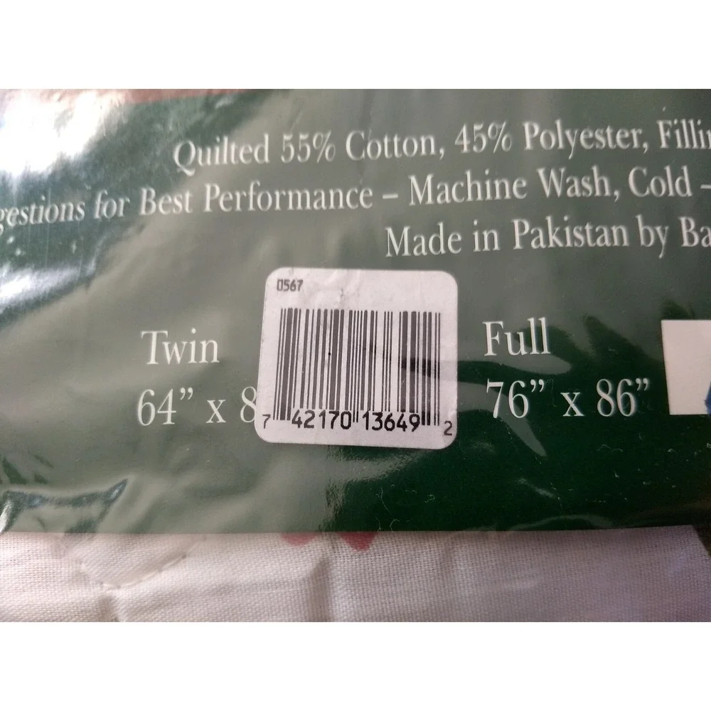 All Seasons Full Size Reversible Quilt Cotton Blend Floral‎ Bedspread Vtg NOS